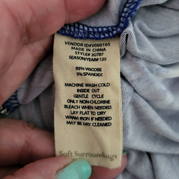 Soft Surroundings Shivani Floral Maxi Dress PL Blue Empire Waist Long Sleeve - Picture 10 of 10